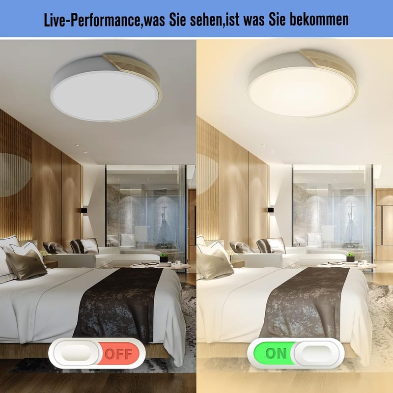 NICEME LED Mennyezeti Lámpa Fa 24W Természetes Fehér 4500K 30cm