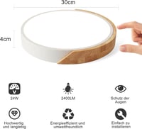 NICEME LED Mennyezeti Lámpa Fa 24W Természetes Fehér 4500K 30cm 2
