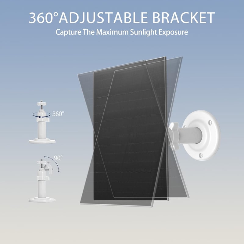 Nicesolar 8W USB napelemes panel kültéri kamerához, IP65 vízálló, állítható tartóval