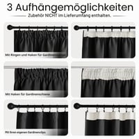 NICETOWN Blackout zavjese za zamračivanje, 2 komada, crne, s trakom za nabiranje, 137x140 cm, toplinska i hladna izolacija, kratke kuhinjske zavjese za sustav s vodilicama 7