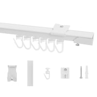 NICETOWN Stropná záclonová tyč 60-140 cm - Biela, Rozšíriteľná plastová záclonová súprava do spálne, obývačky, kúpeľne - 16 závesných háčikov 1