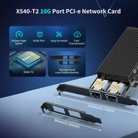 NICGIGA 10Gb Dual LAN PCI-e Hálózati Kártya, Intel X540 Vezérlővel, 2x RJ45 Porttal, 10Gbps Ethernet Adapter, Windows/Linux/VMware Kompatibi 4