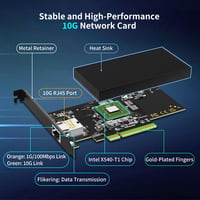 NICGIGA 10Gb Ethernet Hálózati Kártya Intel X540-T1 Vezérlővel, PCI-e 10Gbps Adapter RJ45 Porttal Windows/Linux Támogatással 2