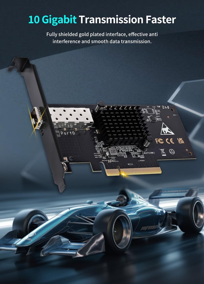NICGIGA 10Gb SFP PCI-e Hálózati Kártya Intel 82599 Vezérlővel, 10Gbps Ethernet Adapter, Windows/Linux/VMware Kompatibilis
