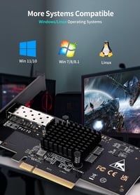 NICGIGA 10Gb SFP PCI-e Hálózati Kártya Intel 82599 Vezérlővel, 10Gbps Ethernet Adapter, Windows/Linux/VMware Kompatibilis 4