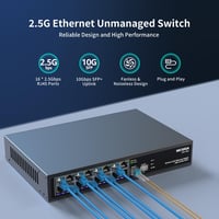 NICGIGA 18 Portos Ethernet Switch 16x 2.5G + 2x 10G SFP+ Hálózati Kapcsoló Unmanaged Plug & Play Asztali Rack Szerelhető 3