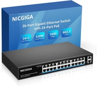 NICGIGA 24 Portos Gigabit PoE+ Switch 300W Teljesítménnyel, 2 Uplink Porttal, Fém Ház, VLAN Mód, Plug and Play Hálózati Elosztó 1