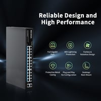NICGIGA 24 Portos Gigabit PoE+ Switch 300W Teljesítménnyel, 2 Uplink Porttal, Fém Ház, VLAN Mód, Plug and Play Hálózati Elosztó 2