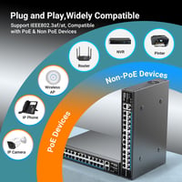 NICGIGA 24 portos PoE+ hálózati switch 400W, 2 Gigabit uplink, 19" rack 5