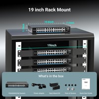 NICGIGA 24 portos PoE+ hálózati switch 400W, 2 Gigabit uplink, 19" rack 7
