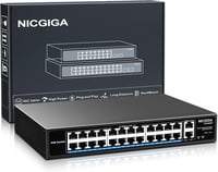 NICGIGA 24 portos PoE+ hálózati switch 400W, 2 Gigabit uplink, 19" rack 1