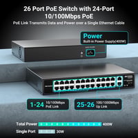 NICGIGA 24 portos PoE+ hálózati switch 400W, 2 Gigabit uplink, 19" rack 2
