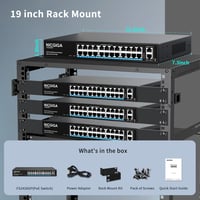 NICGIGA 24 Portos PoE+ Switch 320W - 2 Gigabit Uplink Porttal, VLAN Móddal, 250m Hatótávolsággal, 19" Rack Kompatibilis, Plug and Play Hálóz 7