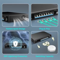 NICGIGA 8 Portos 2.5G PoE Switch 120W Teljesítménnyel, 10G SFP+ Uplink, WiFi6 AP és 4K Kamera Támogatással 5