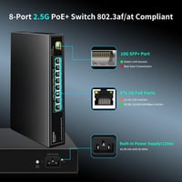 NICGIGA 8 Portos 2.5G PoE Switch 120W Teljesítménnyel, 10G SFP+ Uplink, WiFi6 AP és 4K Kamera Támogatással 2