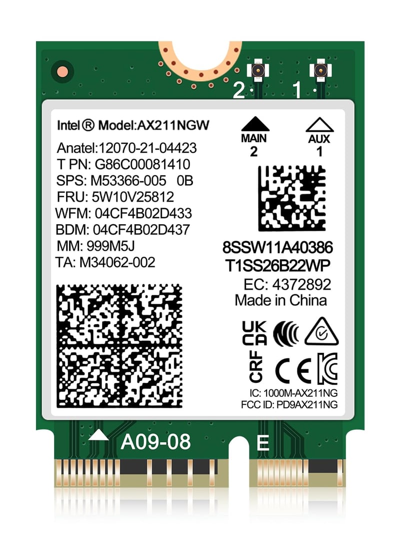 NICGIGA AX211 NGW WiFi 6E bezdrôtová karta CNVio2 Bluetooth 5.3 Tri-Band 5400Mbps pre notebooky s procesorom 12./13. generácie, Windows 10/11, Linux