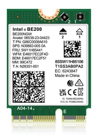 Bezdrôtová karta NICGIGA Intel BE200 WiFi 7, Bluetooth 5.4, 5800Mbps M.2/NGFF, kompatibilná s Windows 10/11, AMD nepodporované 1