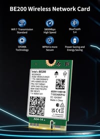 NICGIGA Intel BE200 WiFi 7 Vezeték Nélküli Kártya, Bluetooth 5.4, 5800Mbps M.2/NGFF, Windows 10/11 Kompatibilis, AMD Nem Támogatott 2