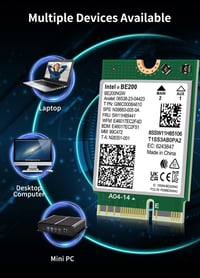 NICGIGA Intel BE200 WiFi 7 Vezeték Nélküli Kártya, Bluetooth 5.4, 5800Mbps M.2/NGFF, Windows 10/11 Kompatibilis, AMD Nem Támogatott 6
