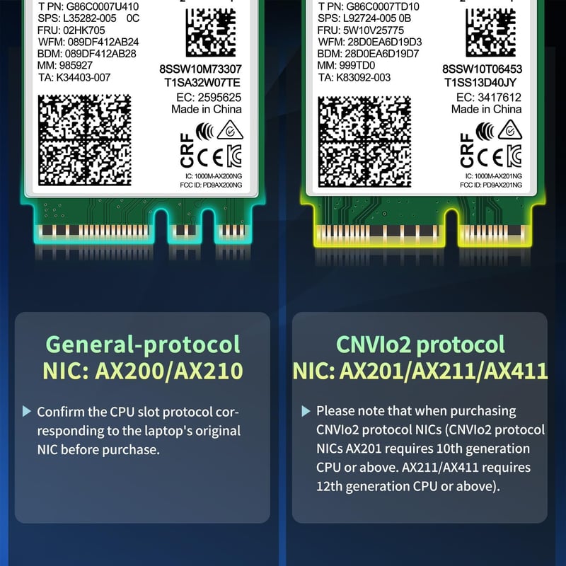 NICGIGA WiFi 6 Intel AX201 Wireless Card 2400Mbps Bluetooth 5.2