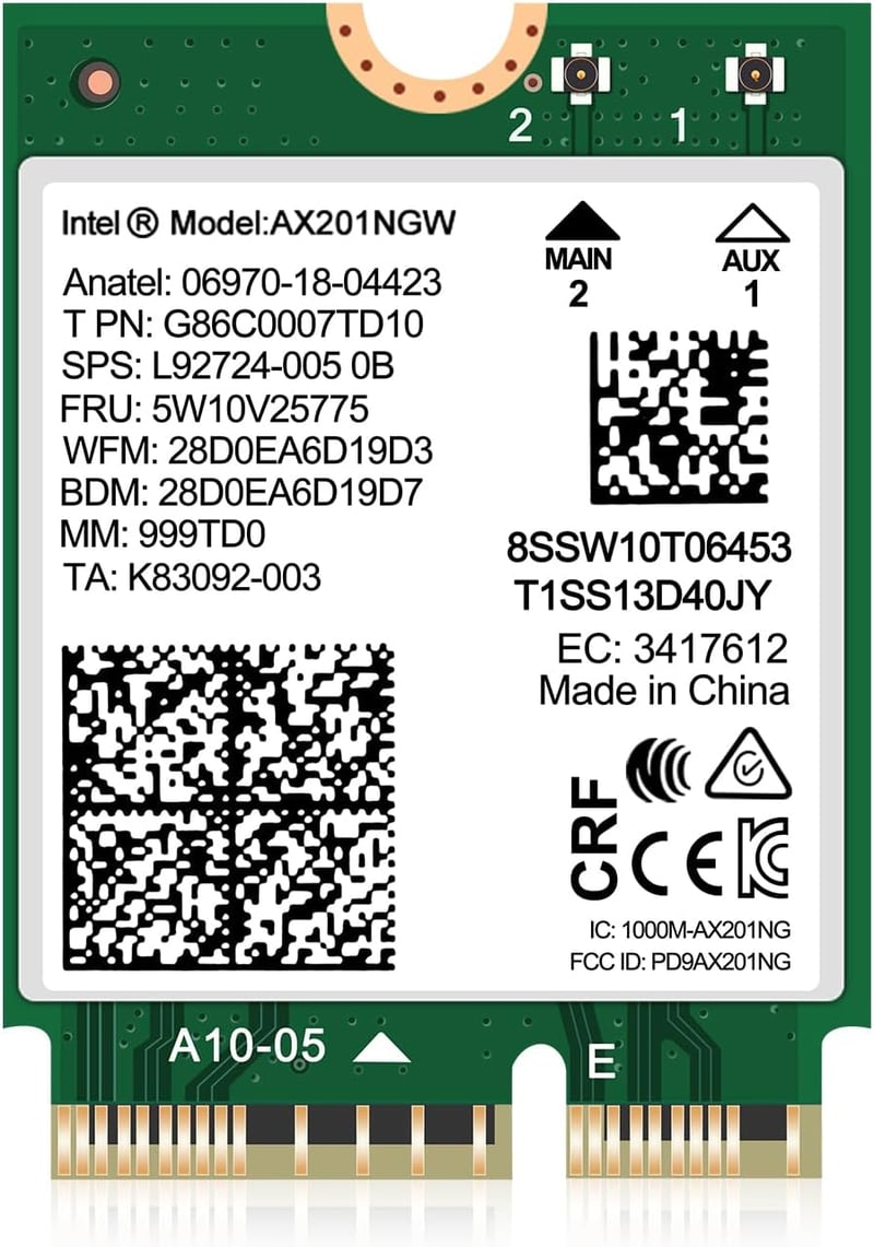 NICGIGA WiFi 6 Intel AX201 Wireless Card 2400Mbps Bluetooth 5.2