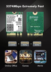 NICGIGA WiFi 6E Intel AX210 Wireless Card Bluetooth 5.2 5400Mbps M.2 Adapter 3