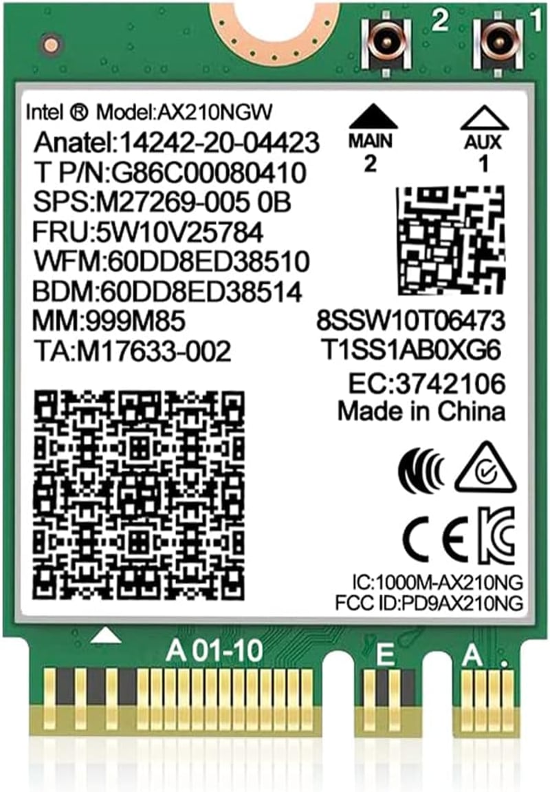 NICGIGA WiFi 6E Intel AX210 Wireless Card Bluetooth 5.2 5400Mbps M.2 Adapter