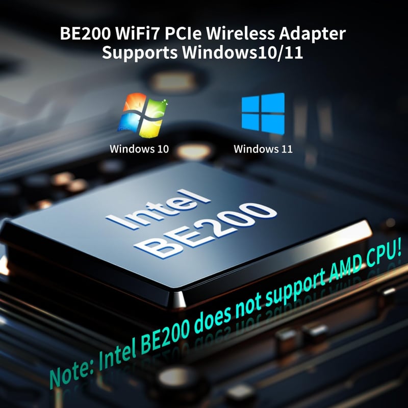 NICGIGA WiFi 7 PCIe Vezeték Nélküli Kártya Intel BE200 NGW Bluetooth 5.4 5800Mbps Windows 10/11 Kompatibilis WiFi7/6E/6/5 Routerekhez