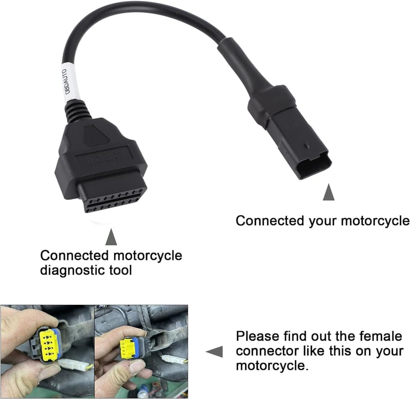 Nicoone OBD2 Diagnosztikai Kábel Adapter Ducati Monster, Multistrada, Diavel, Panigale Motorokhoz - 4 Pólusú Csatlakozó