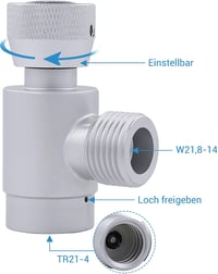 NICREW CO2 palackadapter TR21.4–W21.8 sörfőző és szódagép szabályzóhoz 2