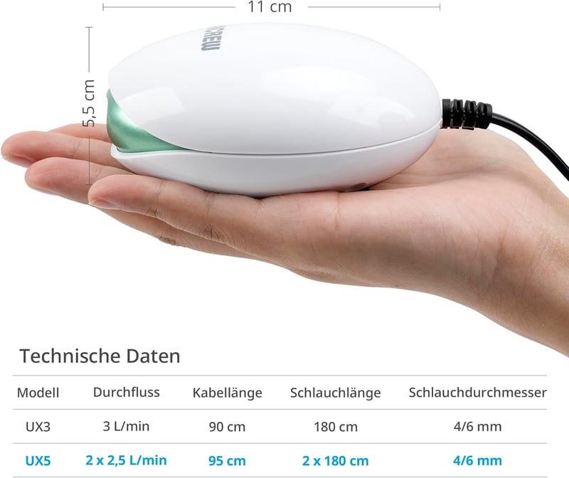 NICREW Csendes Akváriumlégpumpa 400L Állítható Áramlással Légcsővel és Kővel