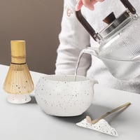 Nideen Matcha szett fehér keramia tálka, kefe, kanál és tartó 5
