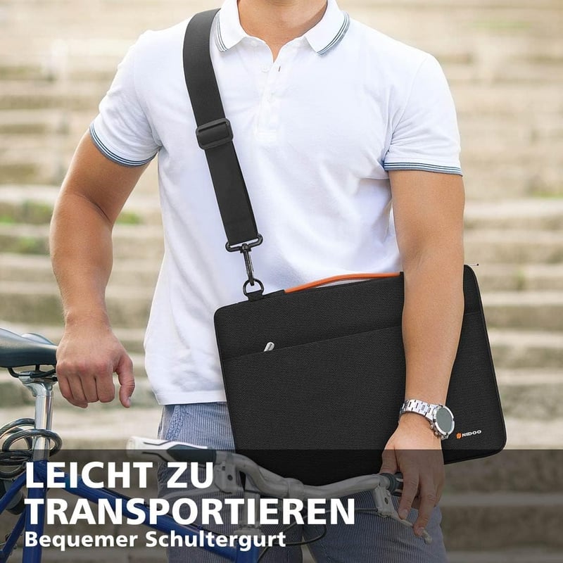 NIDOO 14 Zoll Laptoptasche Umhängetasche Surface Laptop ThinkPad Chromebook Schwarz