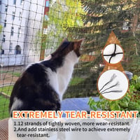 NieKilig Dróttal Megerősített Macskahálő Erkélyre 2x3m, Fúrás Nélküli Védőháló Macskáknak Rácsablakhoz, Erkélyhez, Tetőablakhoz, Ajtóhoz 3