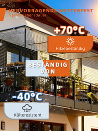 NieKilig zaštitna mreža za mačke za balkon i prozor – ojačana žicom od nehrđajućeg čelika, otporna na grizenje, montaža bez bušenja, 1x3 m 3