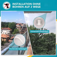 NieKilig Macskahálózat Erkélyre 8x3m Átlátszó Rögzítés Nélkül Ablak Erkély Védelem 4