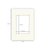 Carton passepartout pentru conservare Nielsen 1,5 mm – Dimensiune exterioară 21x29,7 cm (DIN A4), dimensiune fereastră 13x18 cm, alb-crem, suprafață structurată 2