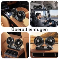 Autoventilátor NIFBANG 12V/24V, dvojitá hlava, 2 USB porty, 3 rýchlosti, otáčanie 270°/360° 6