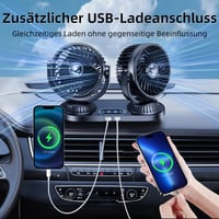 Autoventilátor NIFBANG 12V/24V, dvojitá hlava, 2 USB porty, 3 rýchlosti, otáčanie 270°/360° 4