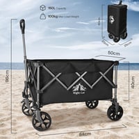 Cărucior pliabil Night Cat 150L, capacitate de încărcare 100 kg - negru 6