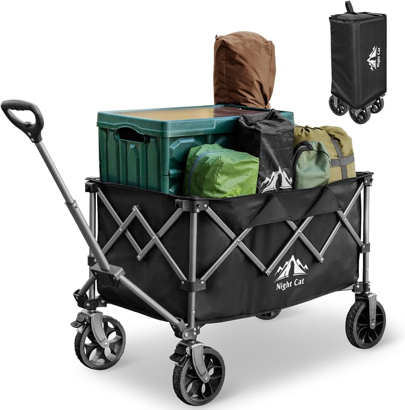 Cărucior pliabil Night Cat 150L, capacitate de încărcare 100 kg - negru