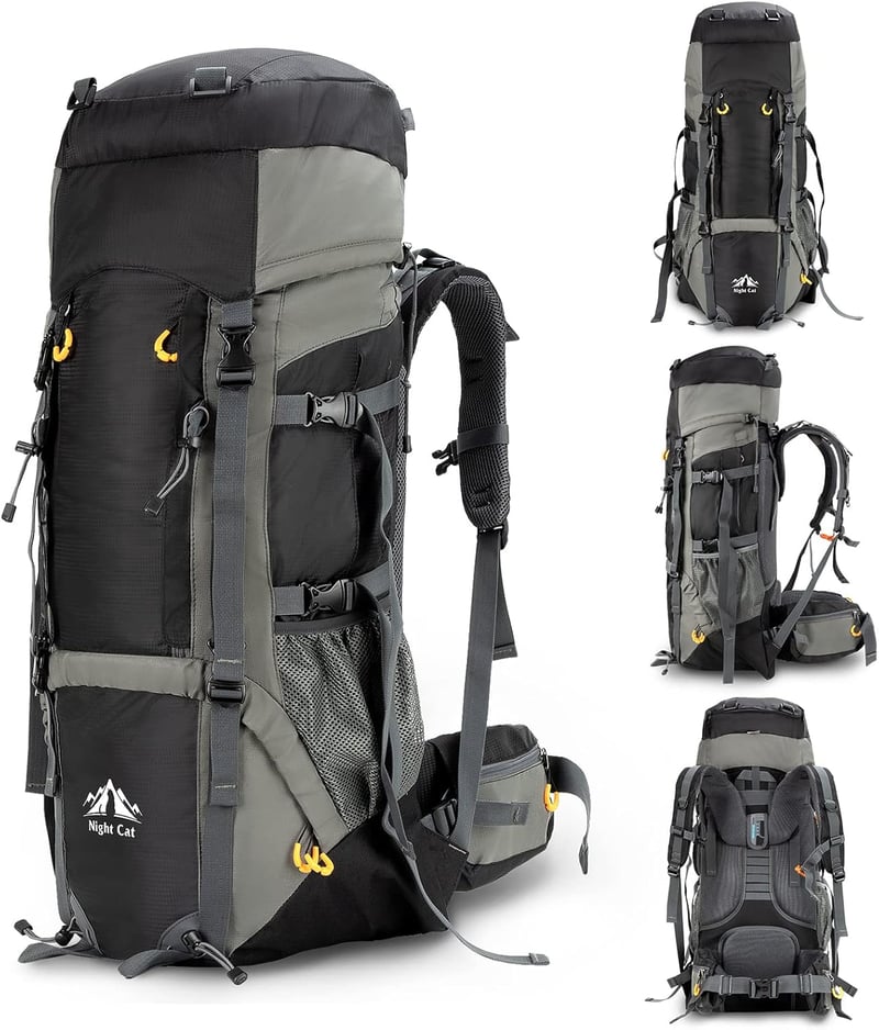 Night Cat 70L Trekking Hátizsák Férfiaknak Nőknek Lélegző Camping Túrázás