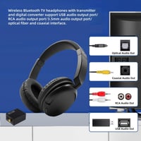 Căști wireless pentru TV Nightwooolf Bluetooth 5.3 pentru vârstnici, căști over-ear ușoare și confortabile, baterie de 30 de ore, sunet fără pierderi, negru 4