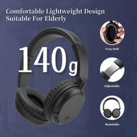 Căști wireless pentru TV Nightwooolf Bluetooth 5.3 pentru vârstnici, căști over-ear ușoare și confortabile, baterie de 30 de ore, sunet fără pierderi, negru 3