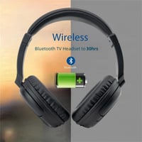 Căști wireless pentru TV Nightwooolf Bluetooth 5.3 pentru vârstnici, căști over-ear ușoare și confortabile, baterie de 30 de ore, sunet fără pierderi, negru 5