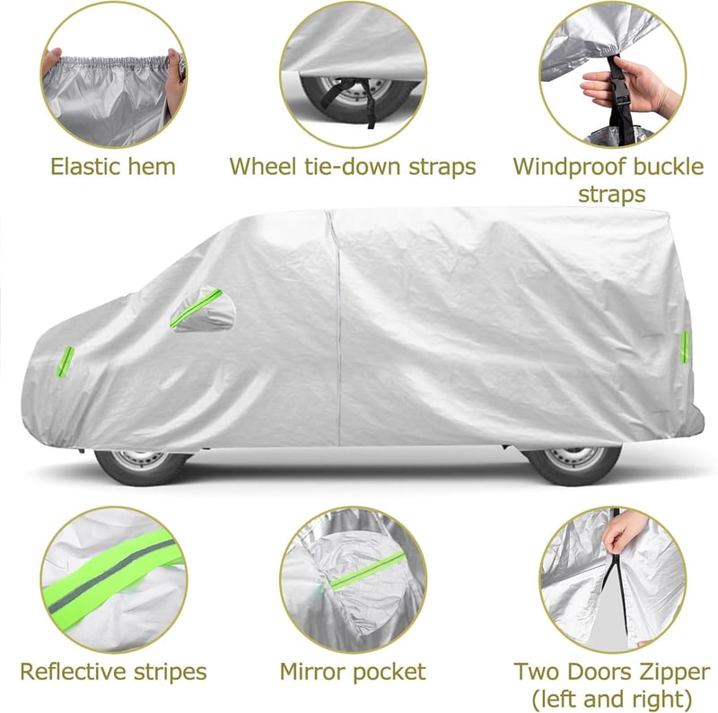 NIGOOLATA VW T5 T6 Transporter teljes autóvédő ponyva cipzárral vízálló - für VW T5/T6