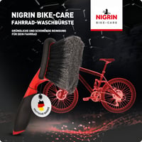 Kefa na umývanie bicyklov NIGRIN Bike Care – mäkké štetiny, veľká plocha kefy, nárazuvzdorná a protišmyková rukoväť, čierno-červená, 1 ks 7