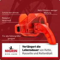Dispozitiv pentru curățarea lanțului NIGRIN BIKE-CARE pentru biciclete și e-bike-uri, rapid și eficient, fără demontarea lanțului, pentru toate dimensiunile de lanț 6