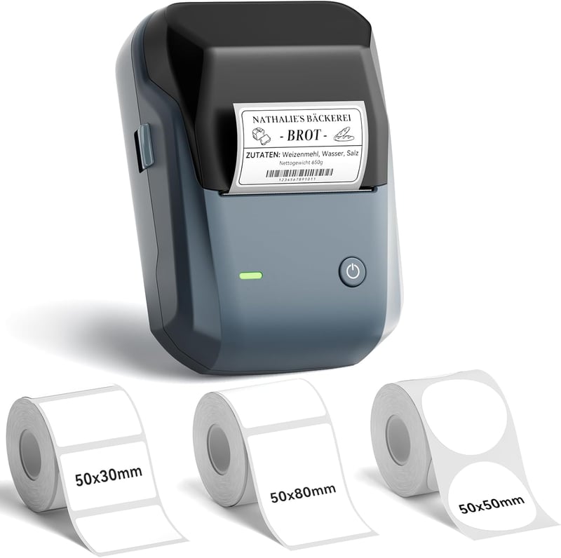 NIIMBOT B1 Bluetooth Címkenyomtató 3 Címkével - Vízálló, Széles Címkék, 30 Betűtípus, 1500+ Ikon, Kiskereskedelem, Iroda, Otthoni Rendszerez
