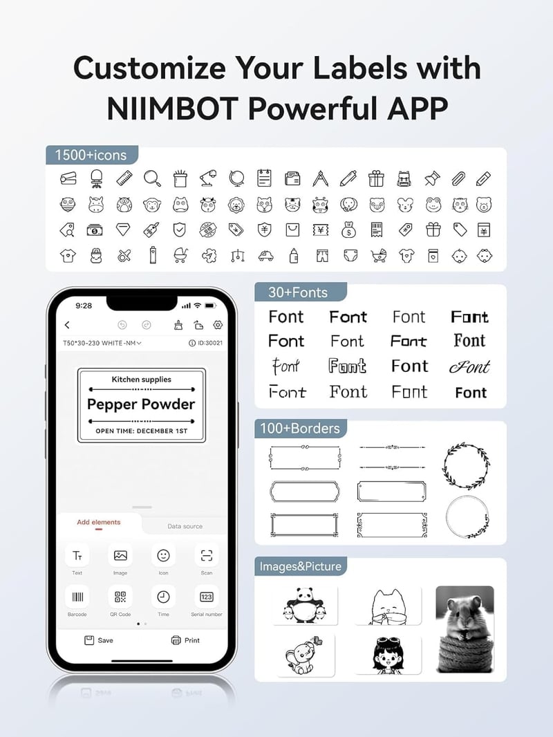 NIIMBOT B1 Öntapadós Termikus Címkenyomtató Irodai Otthoni Üzleti Használatra